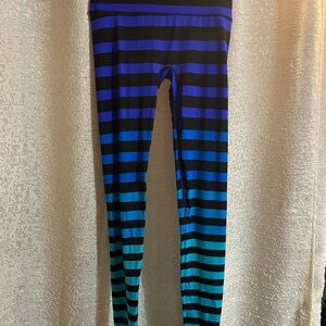 K-DEER Striped Blue and Black Leggings